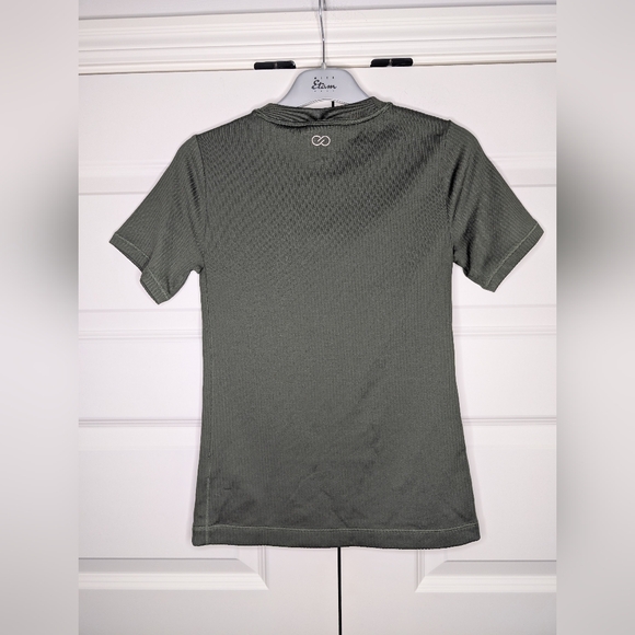 CALIA by Carrie Underwood Small Dark Green Ribbed Top Short Sleeve - Picture 2 of 9